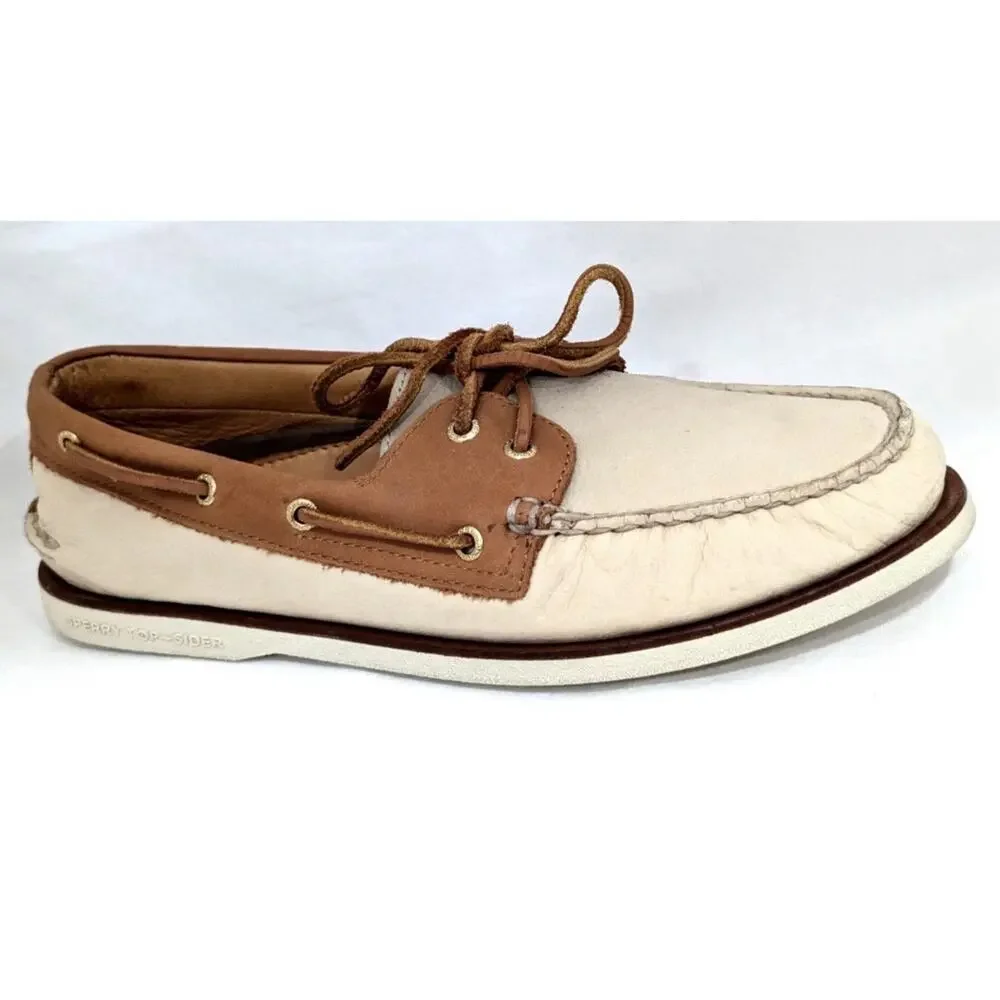 SPERRY TOPSIDER GOLD CUP Boat Shoes Loafers Beige Tan Mens Size 10.5 Fast Ship